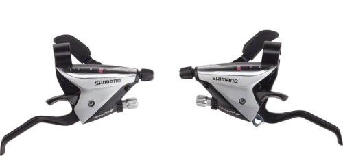 Шифтер с тор р. Shimano Tourney, EF65, лев/пр, 3x8ск, тр.+оплетк, цв. серебр. , ESTEF65P8AS