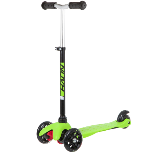 Самокат-кикборд Novatrack Disco-kids Basic (2020), черный-зеленый