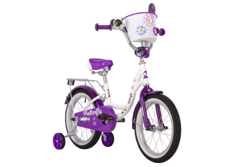 Велосипед Novatrack Butterfly 16" (2023), рама 10.5" (98-110 см), фиолетовый