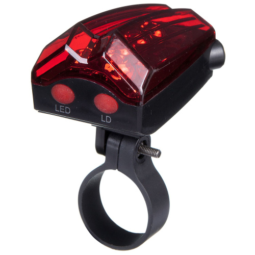 Фонарь велосипедный STG задний JY-2L-A, 5 диода, 4 функции + лазер 3 функции, батарея:ААА*2 (в комп